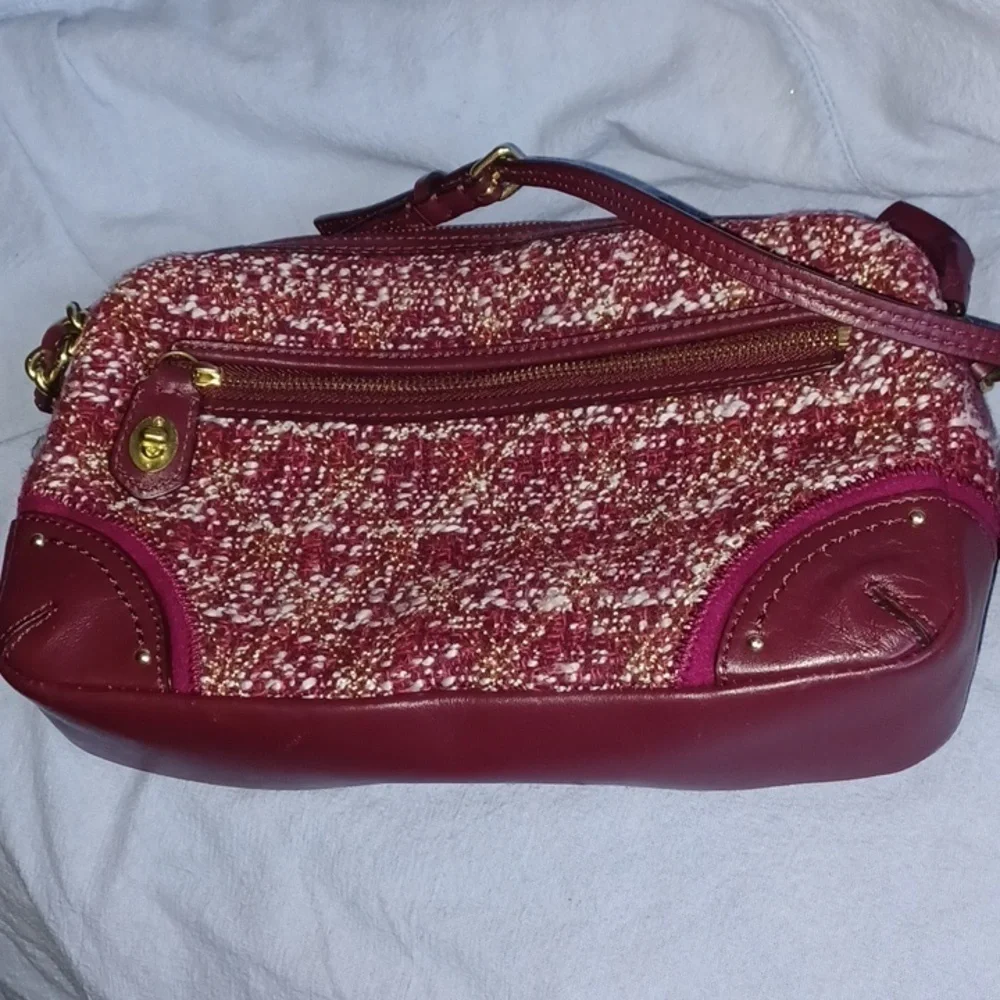 Coach Chelsea Tweed Burgundy and Gold accents shoulder bag